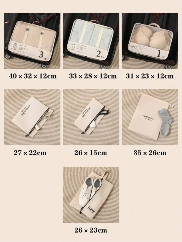 canboun nouveau 7 pièces ensemble organisateur de voyage sacs de rangement valise emballage cubes ensemble étuis portable bagages vêtements chaussure tidy pochette fo
